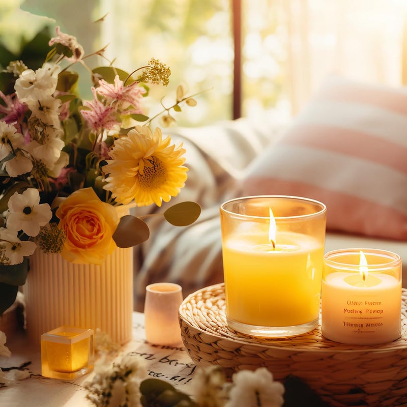 BERYSCEN Small Citronella Candles Outdoor and Indoor, Yellow Soy Wax Votive Candles for Party Dinner and Camping - 12 Hours Burn Time, Set of 4 - Image 2